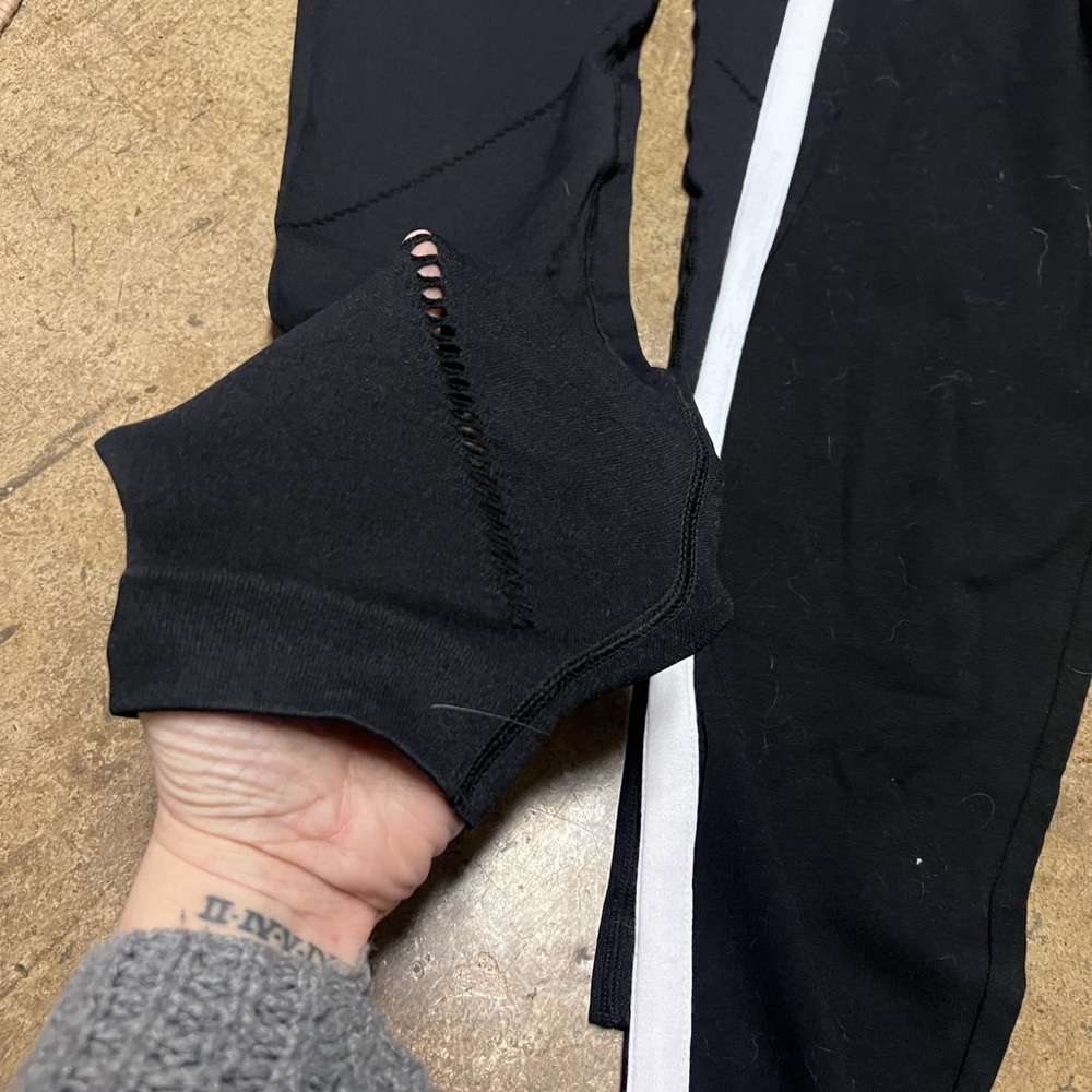 Women 2 pairs of Black Leggings, one with details other with White Side Strip - Picture 2 of 2